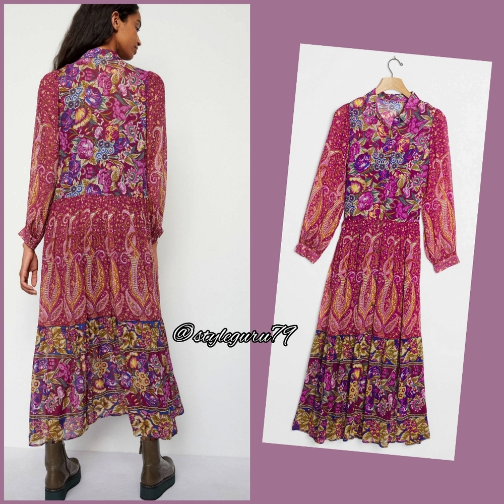 NWT, Anthropologie, Nikole Maxi Printed Shirtdress - Picture 2 of 2